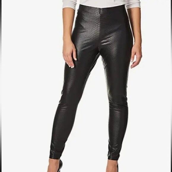 Hue Croco Leatherette High Rise Leggings size Large, black - Picture 1 of 8